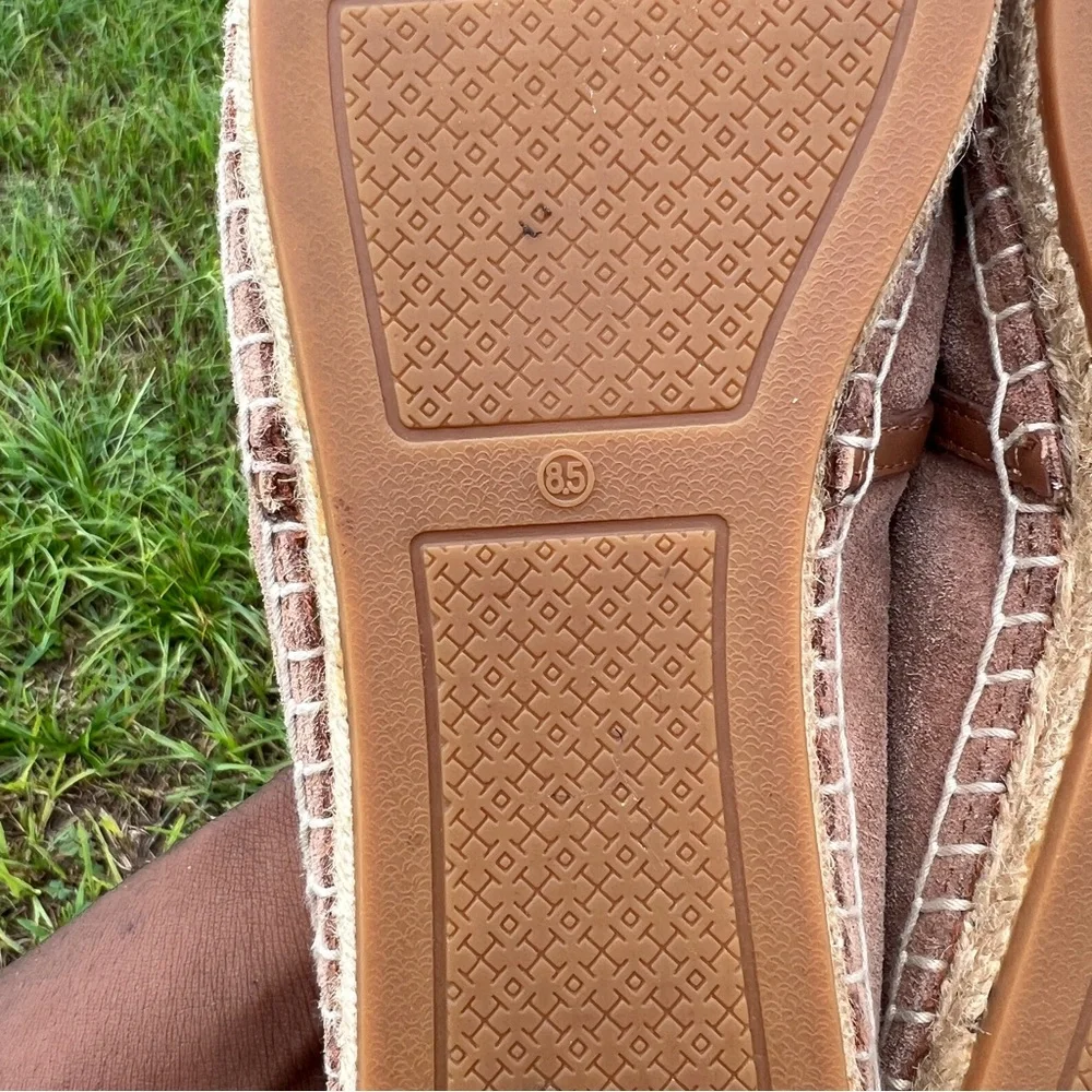 Tory Burch Sidney Suede Espadrille Flats Women’s‎ 8.5 Brown Tan Slip-on Shoes